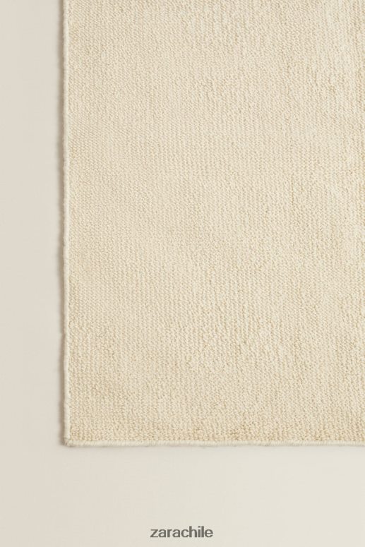accesorios cl Zara unisexo alfombra de lana ondulada ostra blanca JJ06N41649