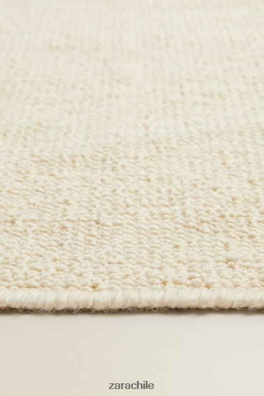 accesorios cl Zara unisexo alfombra de lana ondulada ostra blanca JJ06N41649