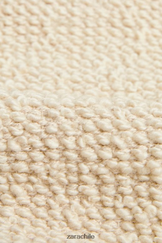 accesorios cl Zara unisexo alfombra de lana ondulada ostra blanca JJ06N41649