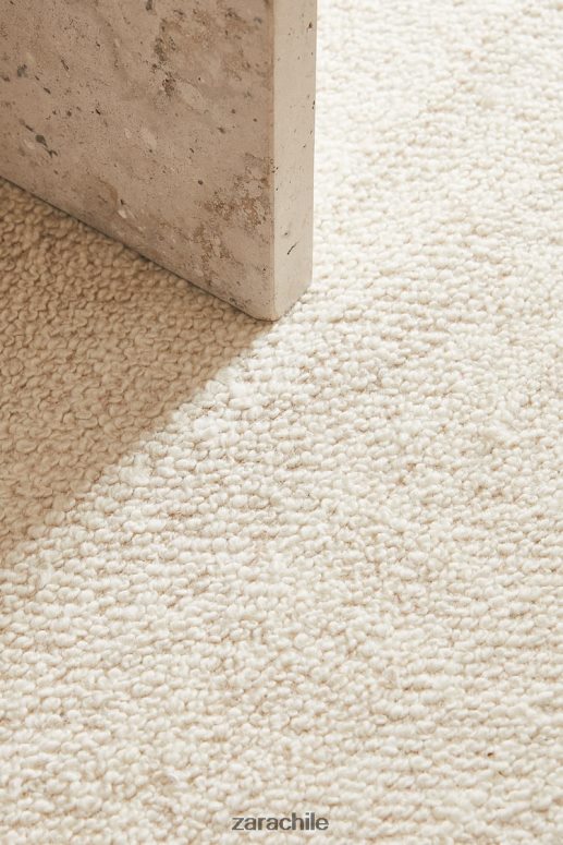 accesorios cl Zara unisexo alfombra de lana ondulada ostra blanca JJ06N41649