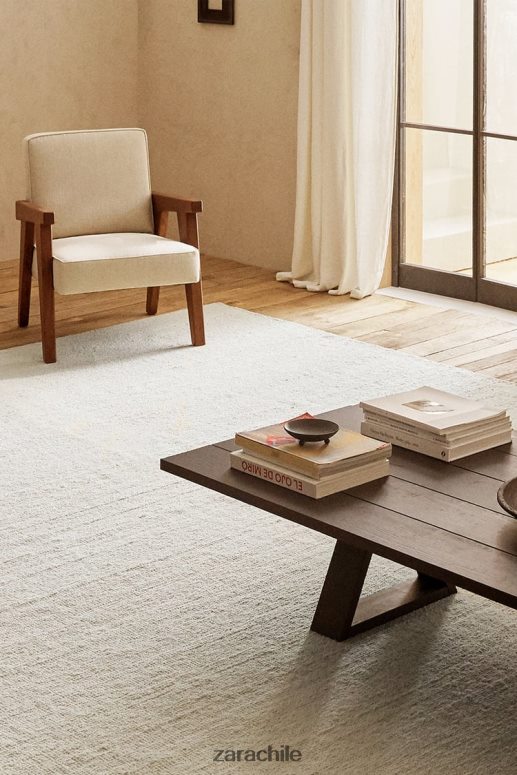 accesorios cl Zara unisexo alfombra de lana ondulada ostra blanca JJ06N41649