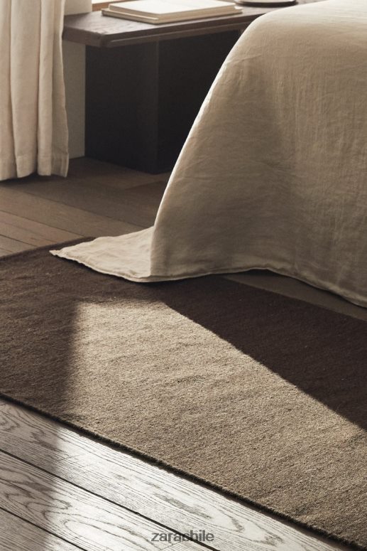 accesorios cl Zara unisexo alfombra de lana y algodon marrón JJ06N41651