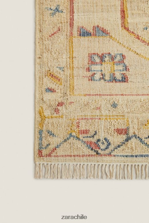 accesorios cl Zara unisexo alfombra de yute vintage beige claro JJ06N41640