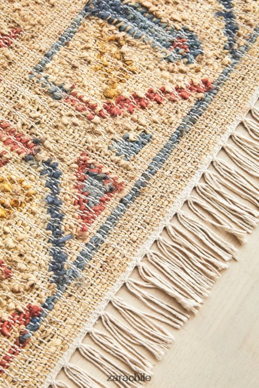 accesorios cl Zara unisexo alfombra de yute vintage beige claro JJ06N41640