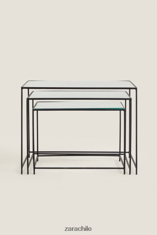 accesorios cl Zara unisexo mesa de metal y vidrio negro JJ06N41636