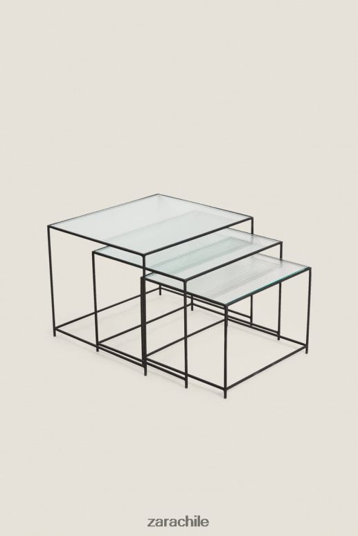 accesorios cl Zara unisexo mesa de metal y vidrio negro JJ06N41636