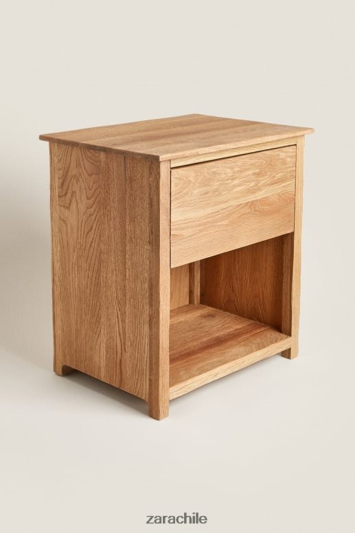 accesorios cl Zara unisexo mesita de noche de madera de roble beige claro JJ06N41628