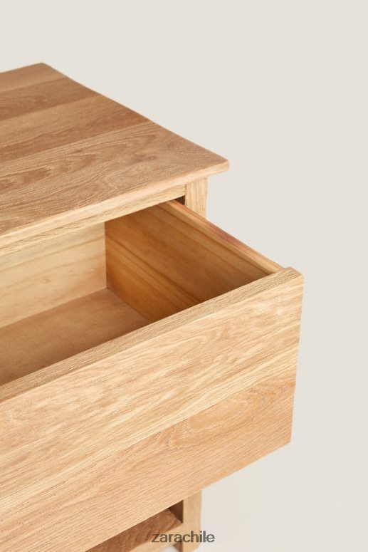 accesorios cl Zara unisexo mesita de noche de madera de roble beige claro JJ06N41628