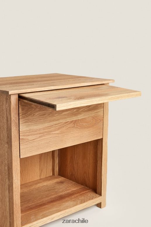 accesorios cl Zara unisexo mesita de noche de madera de roble beige claro JJ06N41628