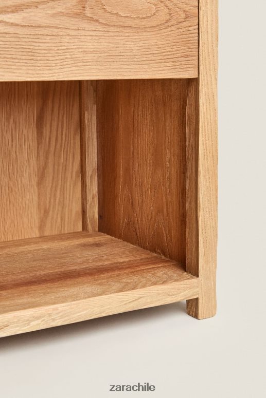 accesorios cl Zara unisexo mesita de noche de madera de roble beige claro JJ06N41628