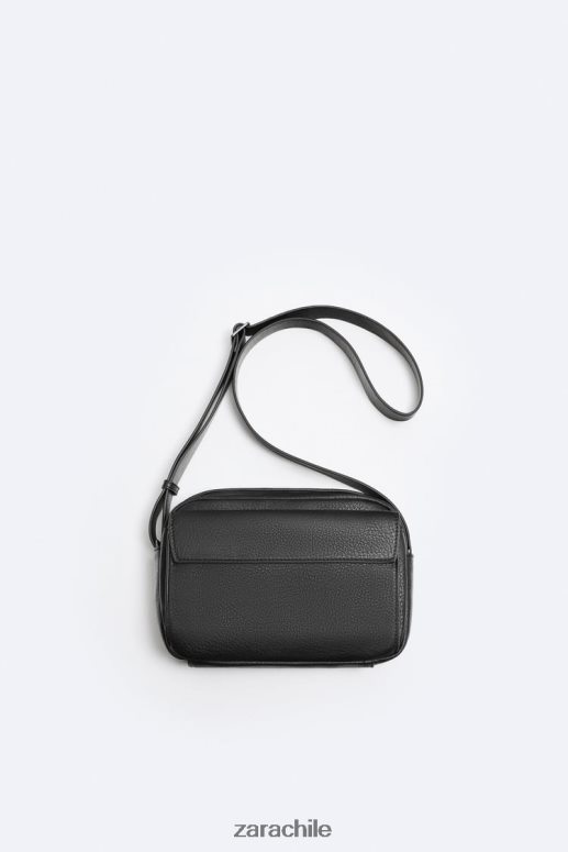 accesorios cl Zara hombres bolsa crossbody granulada negro JJ06N41332