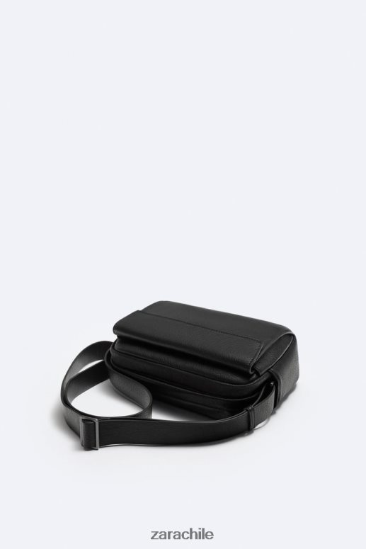 accesorios cl Zara hombres bolsa crossbody granulada negro JJ06N41332