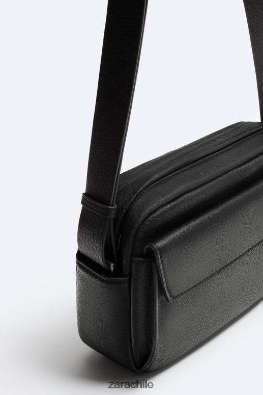 accesorios cl Zara hombres bolsa crossbody granulada negro JJ06N41332