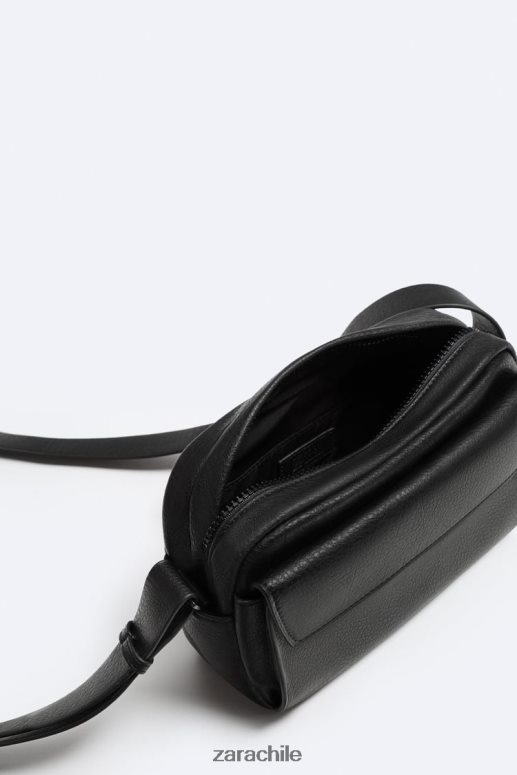 accesorios cl Zara hombres bolsa crossbody granulada negro JJ06N41332
