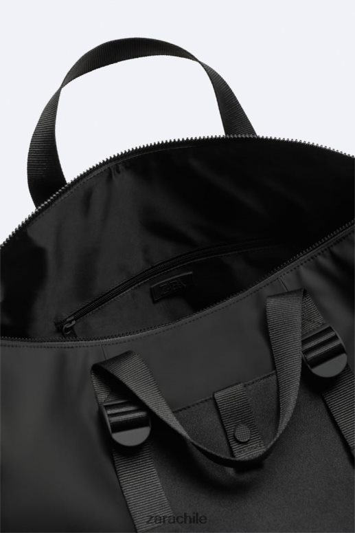 accesorios cl Zara hombres bolsa de lona de goma negro JJ06N41300