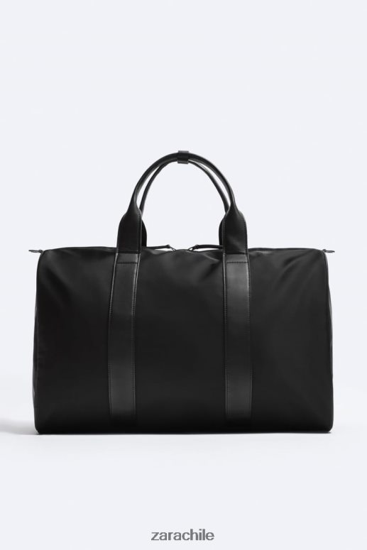 accesorios cl Zara hombres bolsa de lona de tela negro JJ06N41289