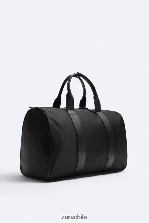 accesorios cl Zara hombres bolsa de lona de tela negro JJ06N41289