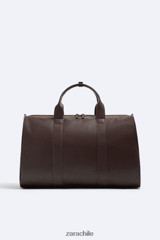 accesorios cl Zara hombres bolsa de lona suave marrón JJ06N41326