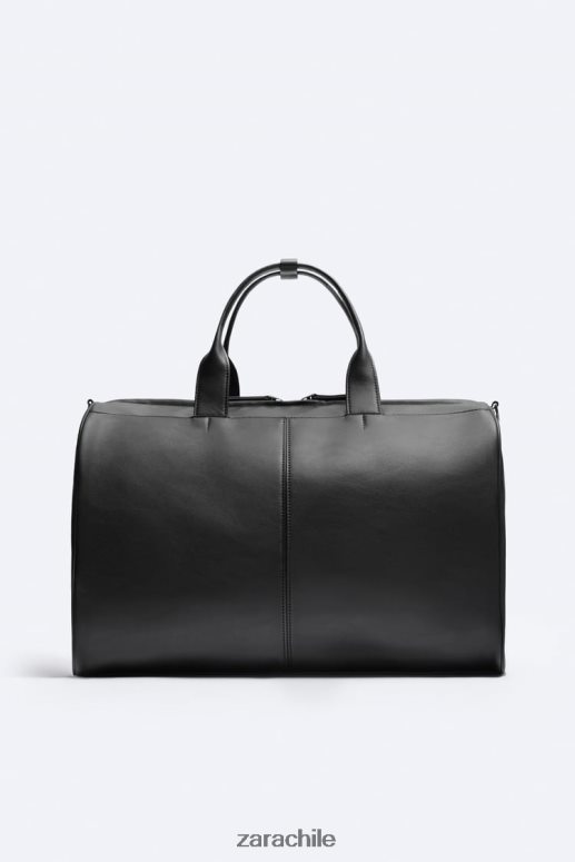 accesorios cl Zara hombres bolsa de lona suave negro JJ06N41327