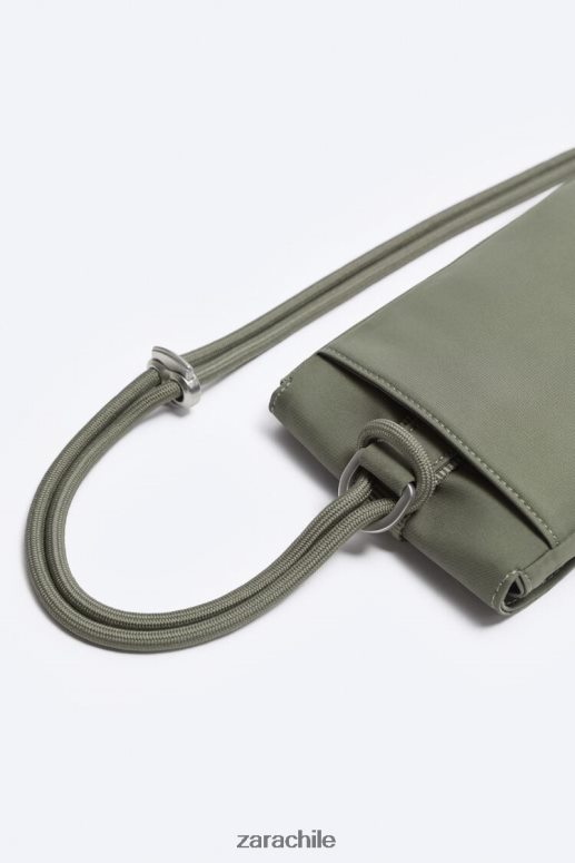accesorios cl Zara hombres bolsa de nailon para teléfono verde caqui JJ06N41302