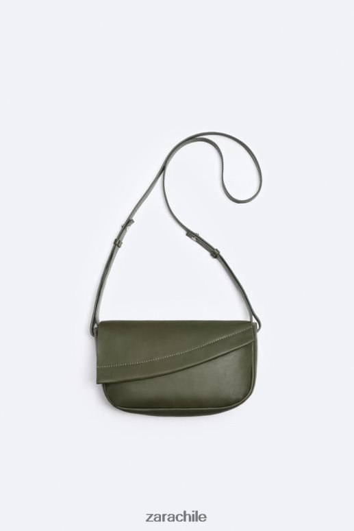 accesorios cl Zara hombres bolso bandolera de cuero verde JJ06N41330