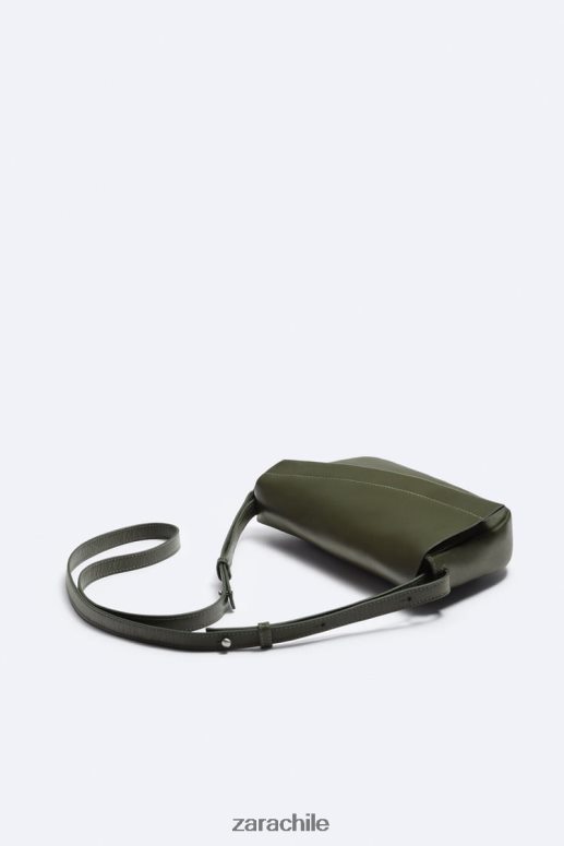 accesorios cl Zara hombres bolso bandolera de cuero verde JJ06N41330