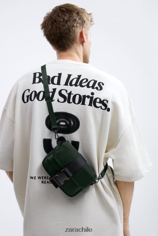accesorios cl Zara hombres bolso bandolera mini de nailon con monedero verde JJ06N41346
