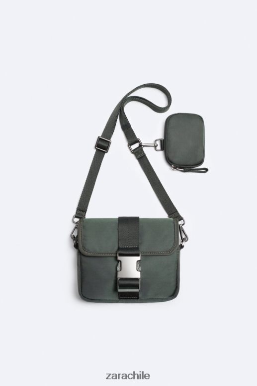 accesorios cl Zara hombres bolso bandolera mini de nailon con monedero verde JJ06N41346