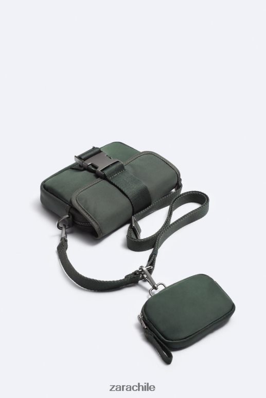 accesorios cl Zara hombres bolso bandolera mini de nailon con monedero verde JJ06N41346