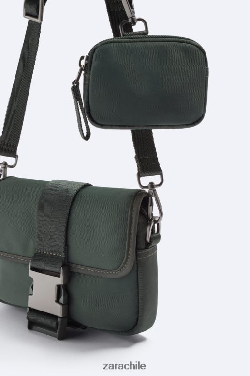 accesorios cl Zara hombres bolso bandolera mini de nailon con monedero verde JJ06N41346