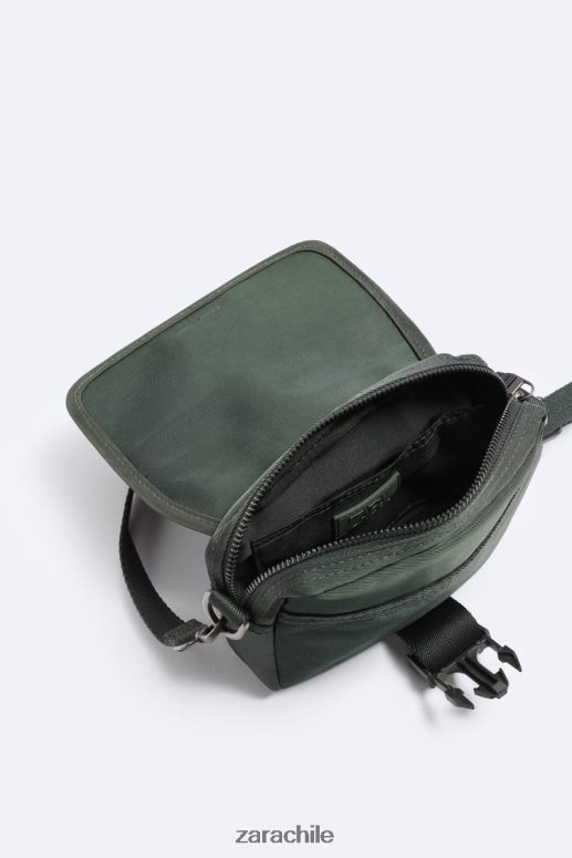 accesorios cl Zara hombres bolso bandolera mini de nailon con monedero verde JJ06N41346