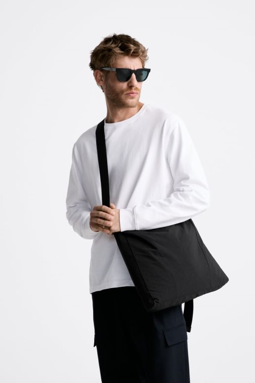 accesorios cl Zara hombres bolso bandolera suave xl negro JJ06N41292