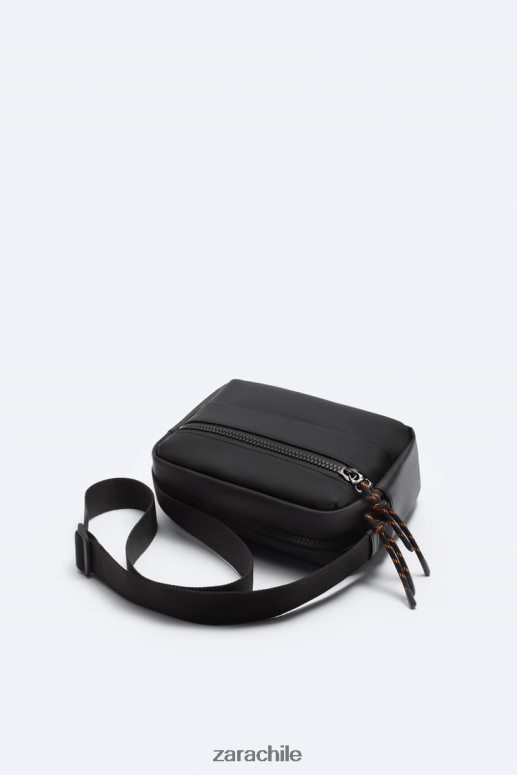 accesorios cl Zara hombres bolso crossbody engomado negro JJ06N41333