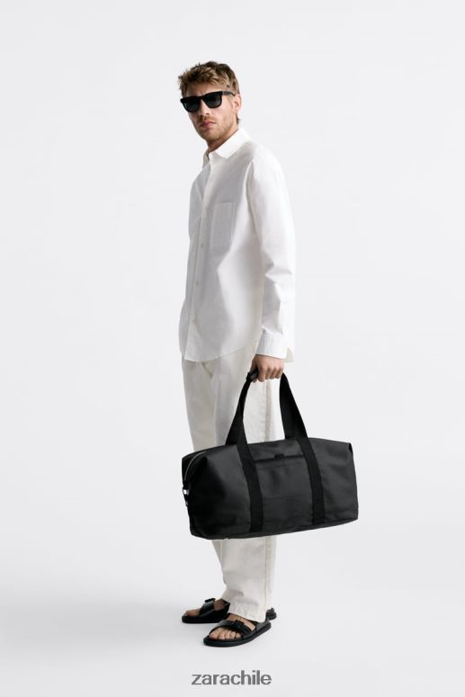 accesorios cl Zara hombres bolso de lona texturizado negro JJ06N41288
