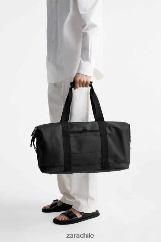 accesorios cl Zara hombres bolso de lona texturizado negro JJ06N41288