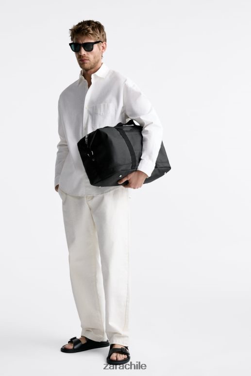 accesorios cl Zara hombres bolso de lona texturizado negro JJ06N41288