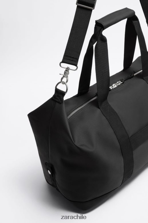 accesorios cl Zara hombres bolso de lona texturizado negro JJ06N41288