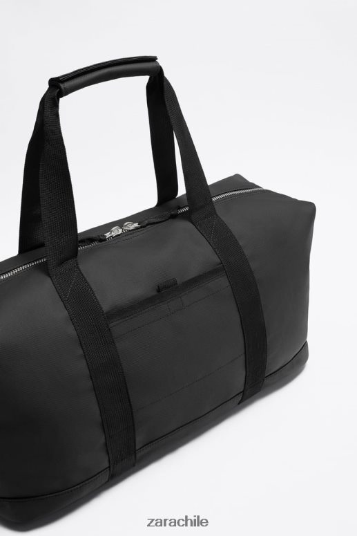 accesorios cl Zara hombres bolso de lona texturizado negro JJ06N41288