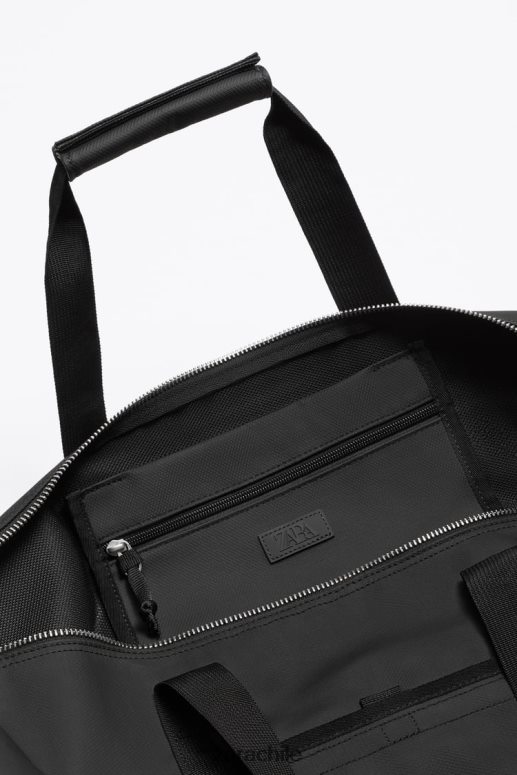 accesorios cl Zara hombres bolso de lona texturizado negro JJ06N41288