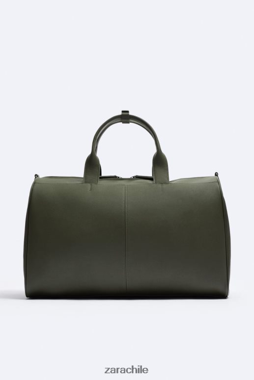 accesorios cl Zara hombres bolso de lona texturizado verde JJ06N41328