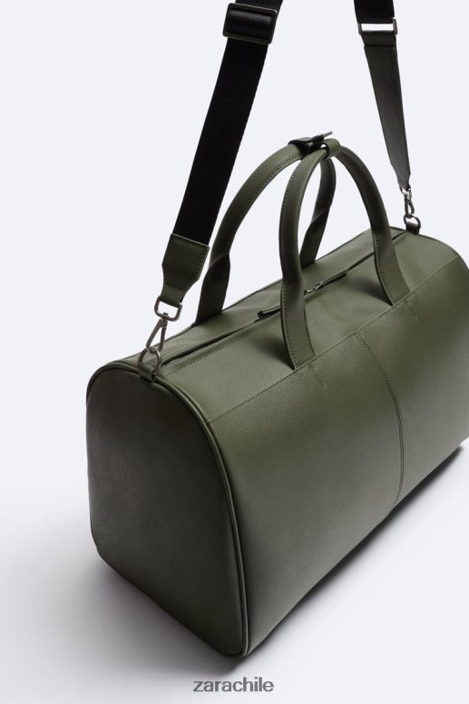 accesorios cl Zara hombres bolso de lona texturizado verde JJ06N41328