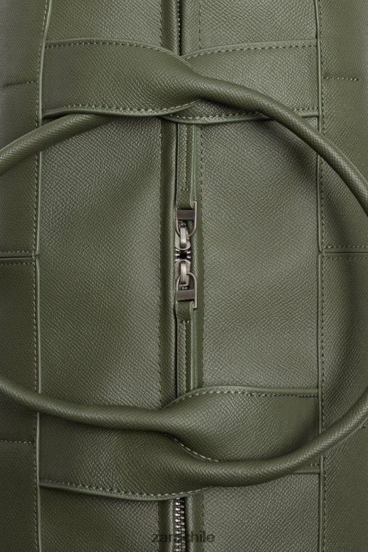 accesorios cl Zara hombres bolso de lona texturizado verde JJ06N41328