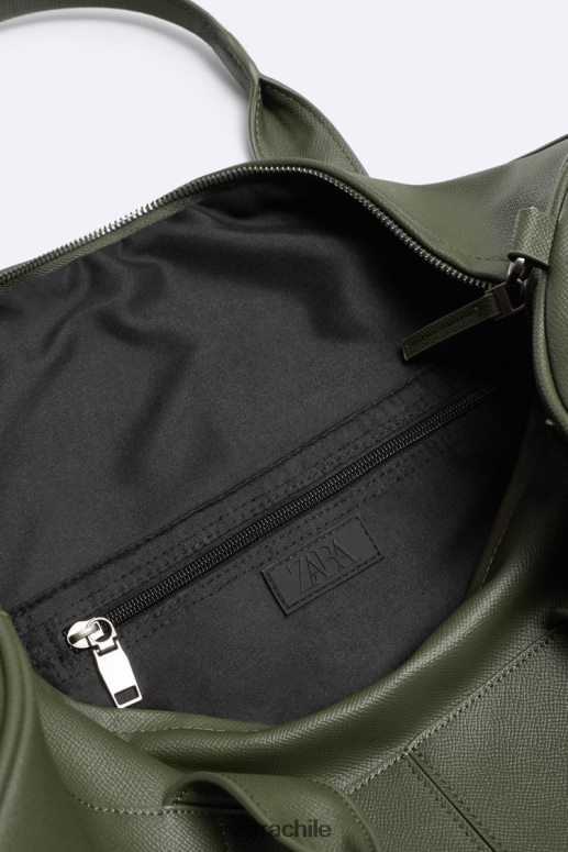 accesorios cl Zara hombres bolso de lona texturizado verde JJ06N41328