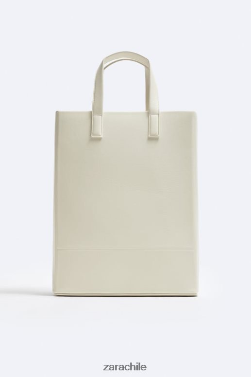 accesorios cl Zara hombres bolso tote minimalista - grande blanco hueso JJ06N41340