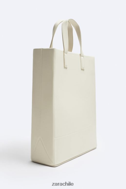 accesorios cl Zara hombres bolso tote minimalista - grande blanco hueso JJ06N41340