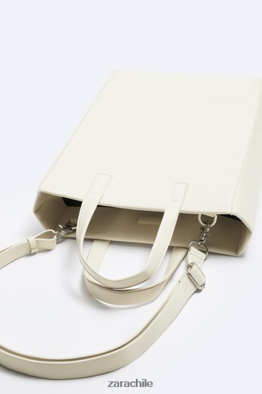 accesorios cl Zara hombres bolso tote minimalista - grande blanco hueso JJ06N41340