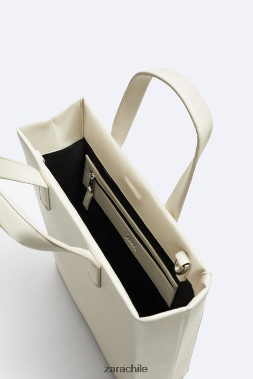accesorios cl Zara hombres bolso tote minimalista - grande blanco hueso JJ06N41340