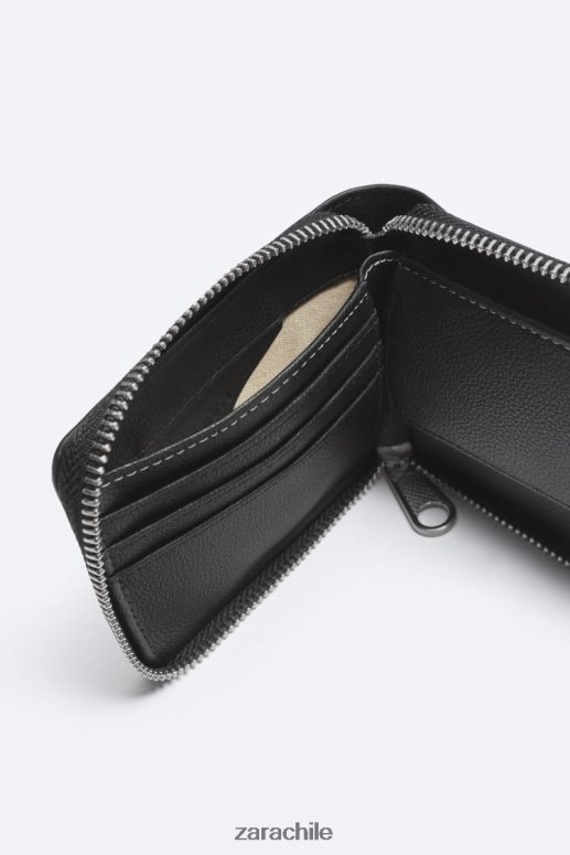 accesorios cl Zara hombres cartera con cremallera negro JJ06N41345