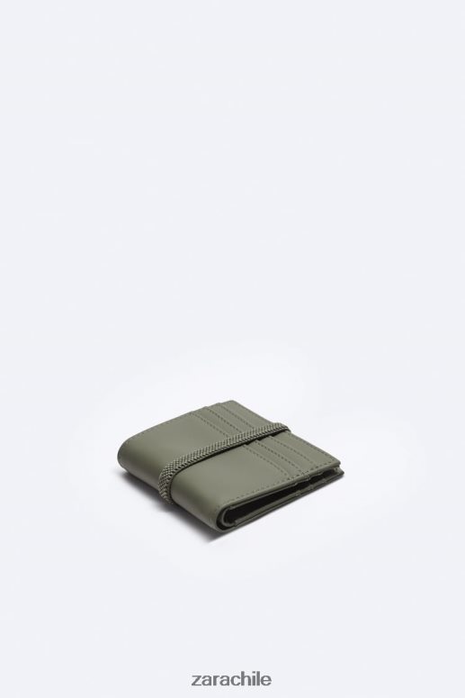 accesorios cl Zara hombres cartera de goma con cremallera verde caqui JJ06N41341