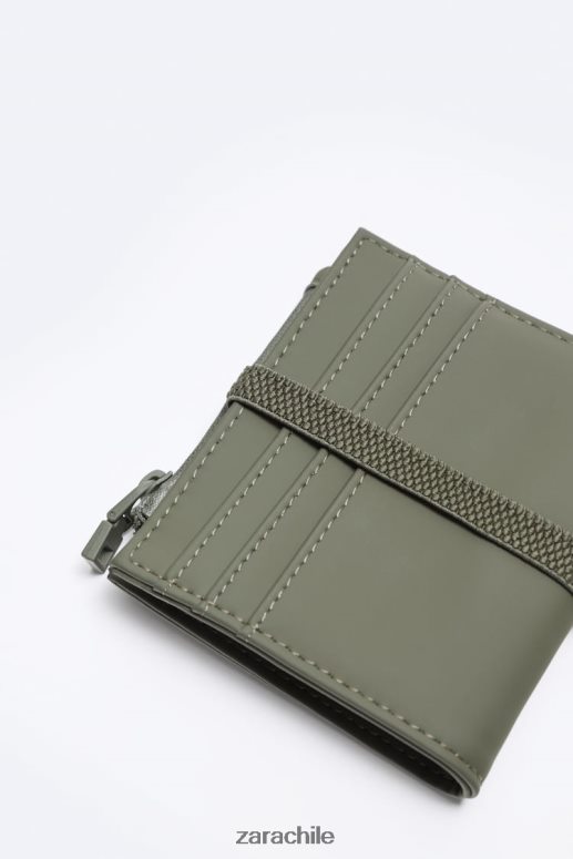 accesorios cl Zara hombres cartera de goma con cremallera verde caqui JJ06N41341